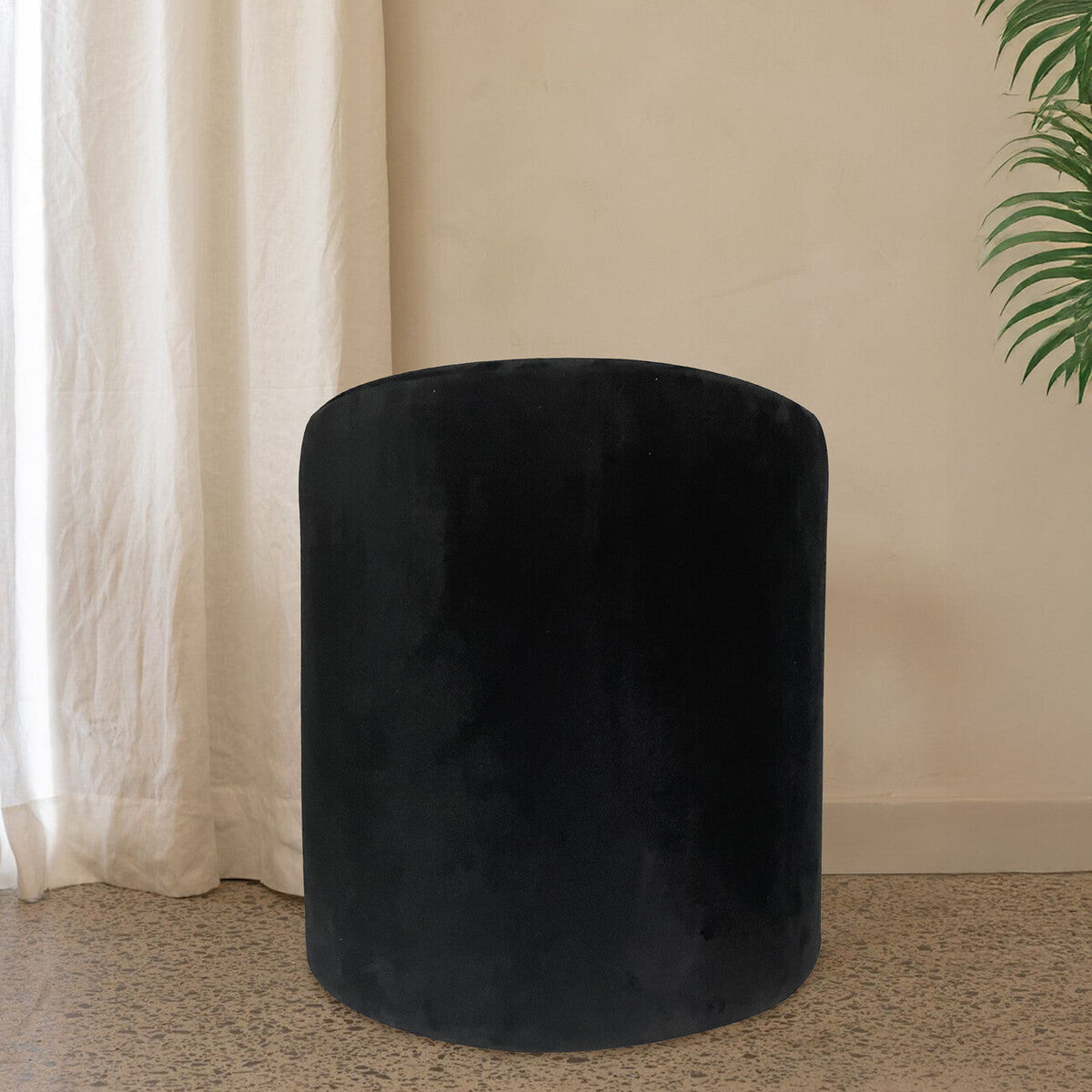 Lafayette Black Velvet Pouffe