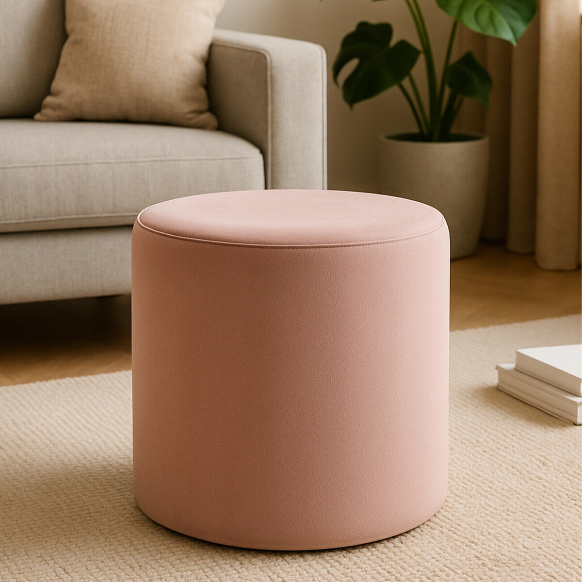 Lafayette Dusky Pink Velvet Pouffe