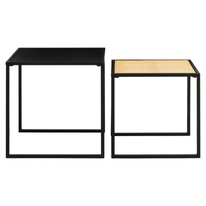 Indy Rattan and Metal Set of Two Nesting Tables