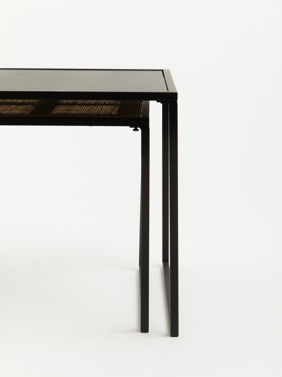 Indy Rattan and Metal Set of Two Nesting Tables