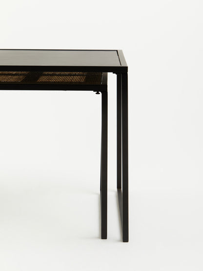 Indy Rattan and Metal Set of Two Nesting Tables