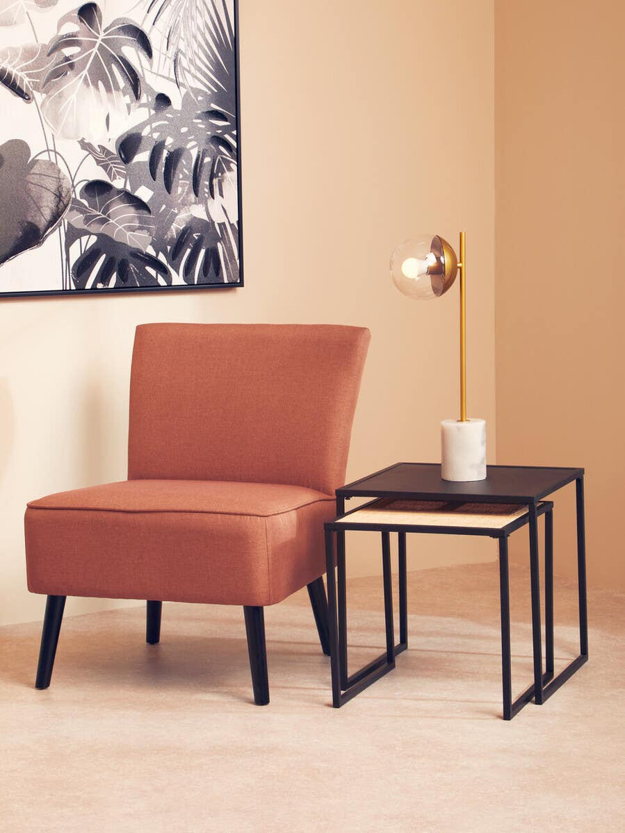 Indy Rattan and Metal Set of Two Nesting Tables