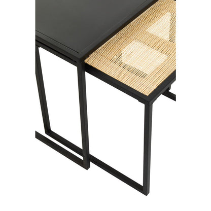 Indy Rattan and Metal Set of Two Nesting Tables