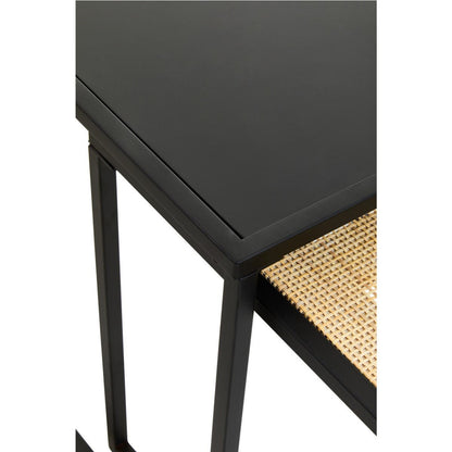 Indy Rattan and Metal Set of Two Nesting Tables