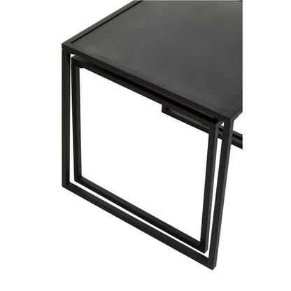 Indy Rattan and Metal Set of Two Nesting Tables
