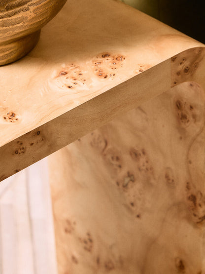 Aspen Curved Burl Wood Side Table