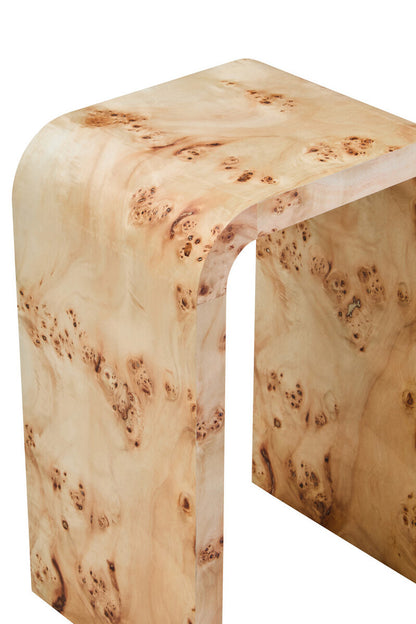 Aspen Curved Burl Wood Side Table