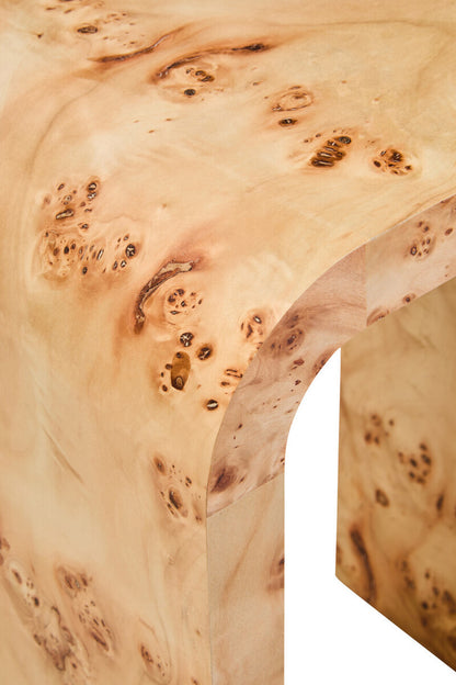 Aspen Curved Burl Wood Side Table