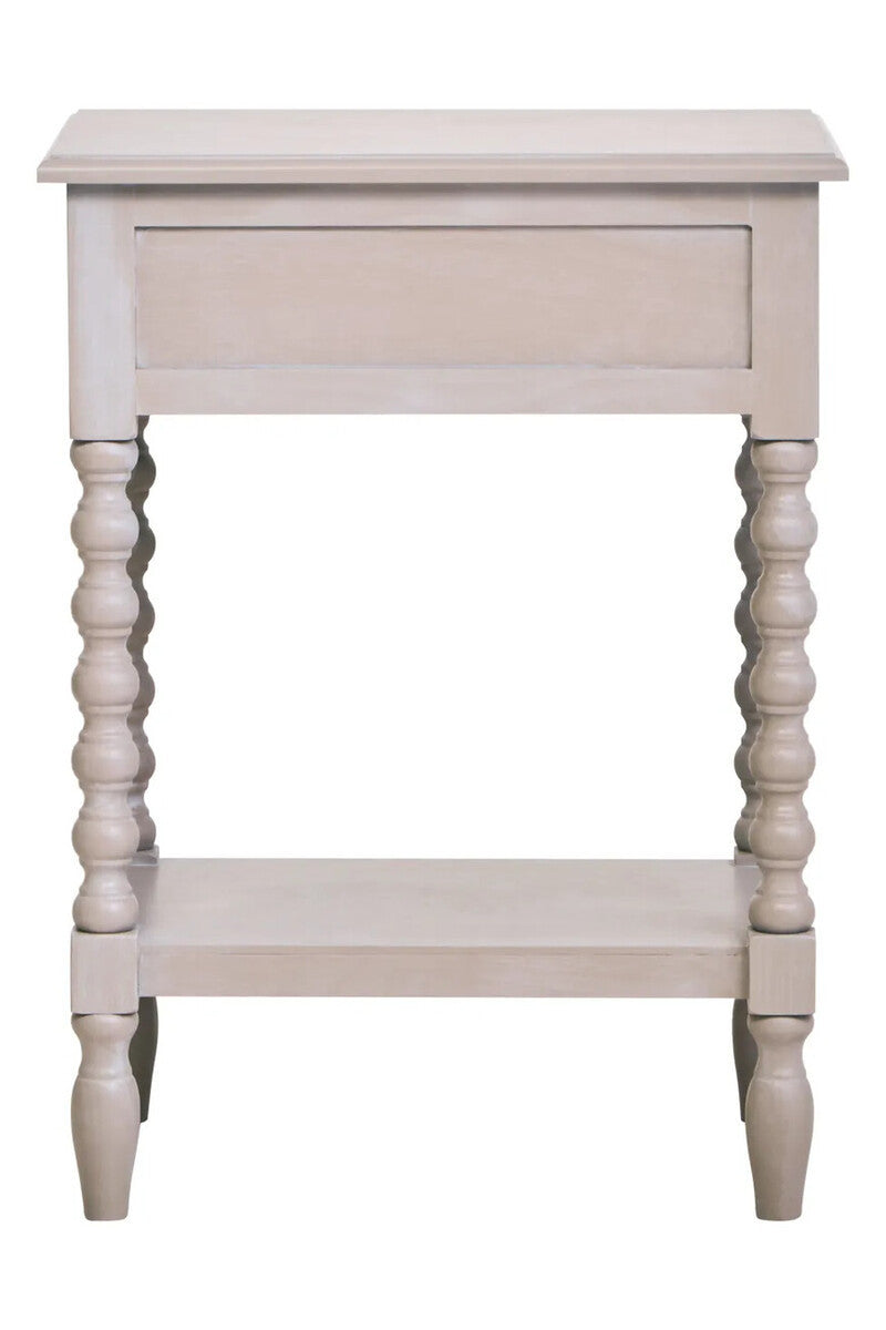 Cambridge Grey 1-Drawer Bobble Detail Wooden Bedside