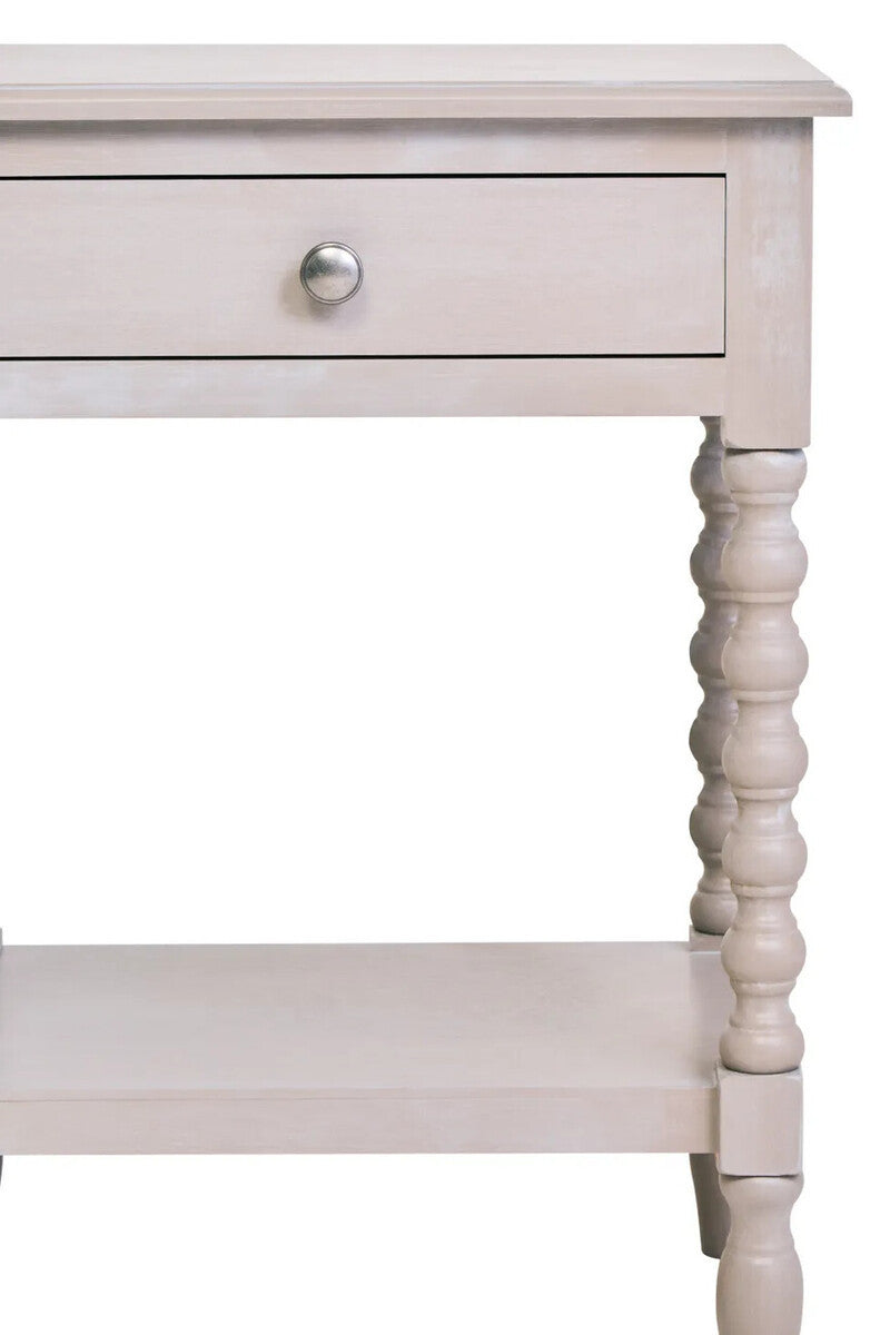 Cambridge Grey 1-Drawer Bobble Detail Wooden Bedside