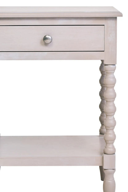 Cambridge Grey 1-Drawer Bobble Detail Wooden Bedside