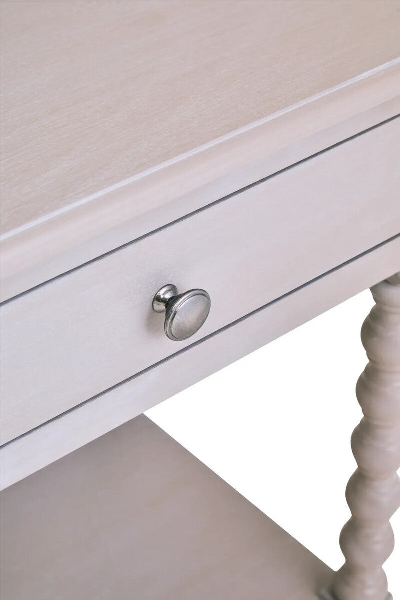 Cambridge Grey 1-Drawer Bobble Detail Wooden Bedside