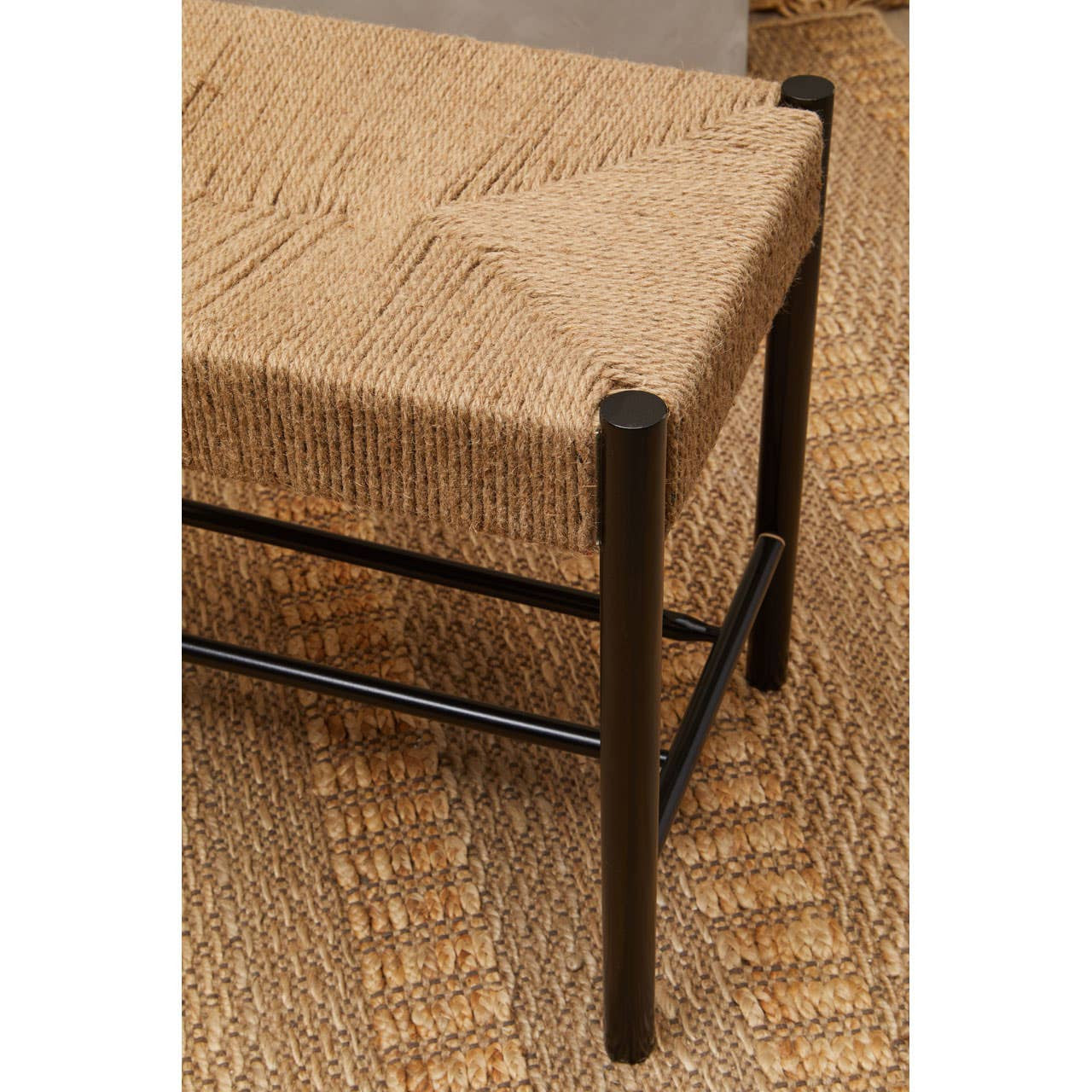 Bali Natural Rope and Black Wood Large Bench