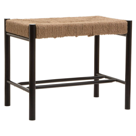 Bali Natural Rope and Black Wood Small Bench