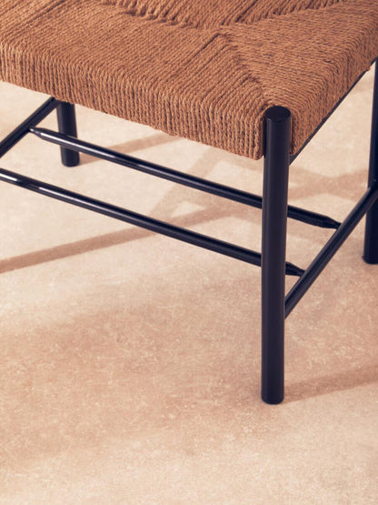 Bali Natural Rope and Black Wood Small Bench