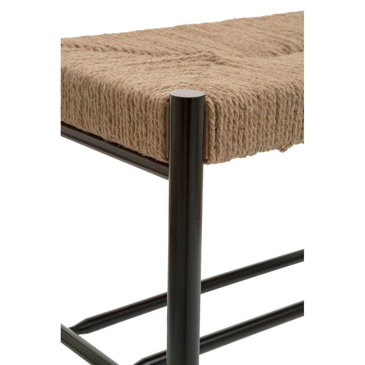 Bali Natural Rope and Black Wood Small Bench