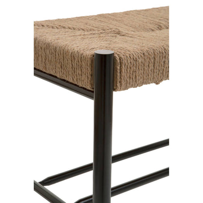 Bali Natural Rope and Black Wood Small Bench