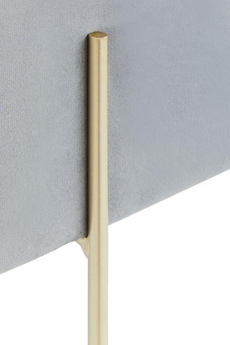 Liam Square Grey Velvet Footstool
