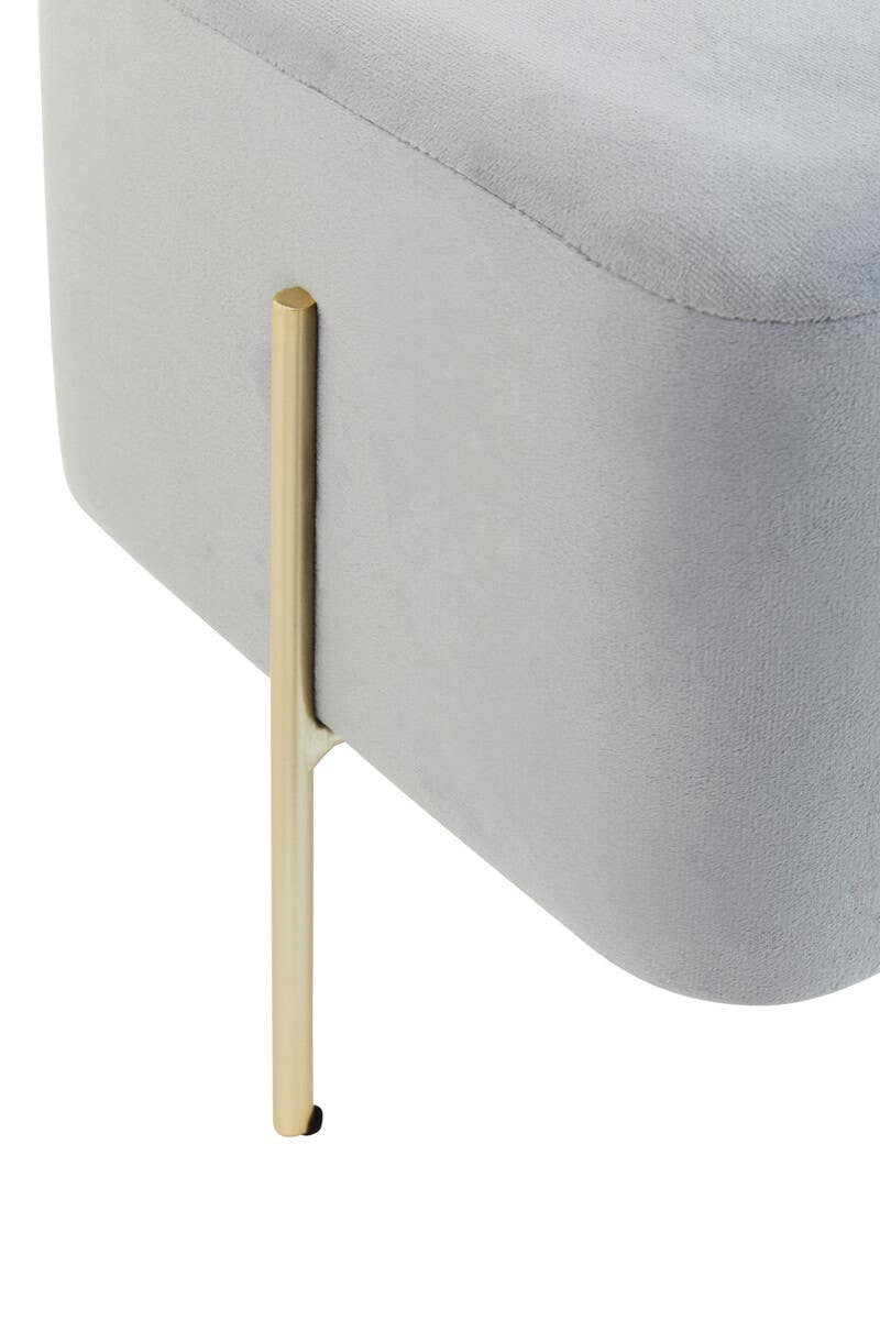 Liam Square Grey Velvet Footstool