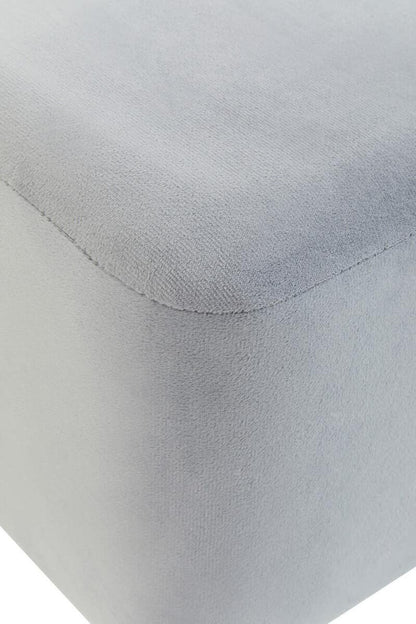 Liam Square Grey Velvet Footstool