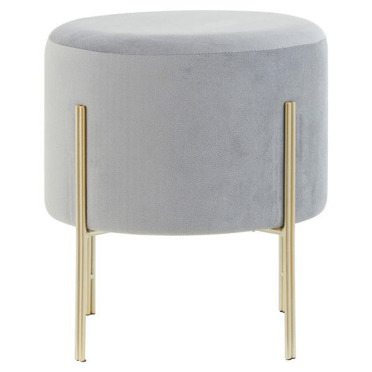 Liam Round Grey Velvet Footstool