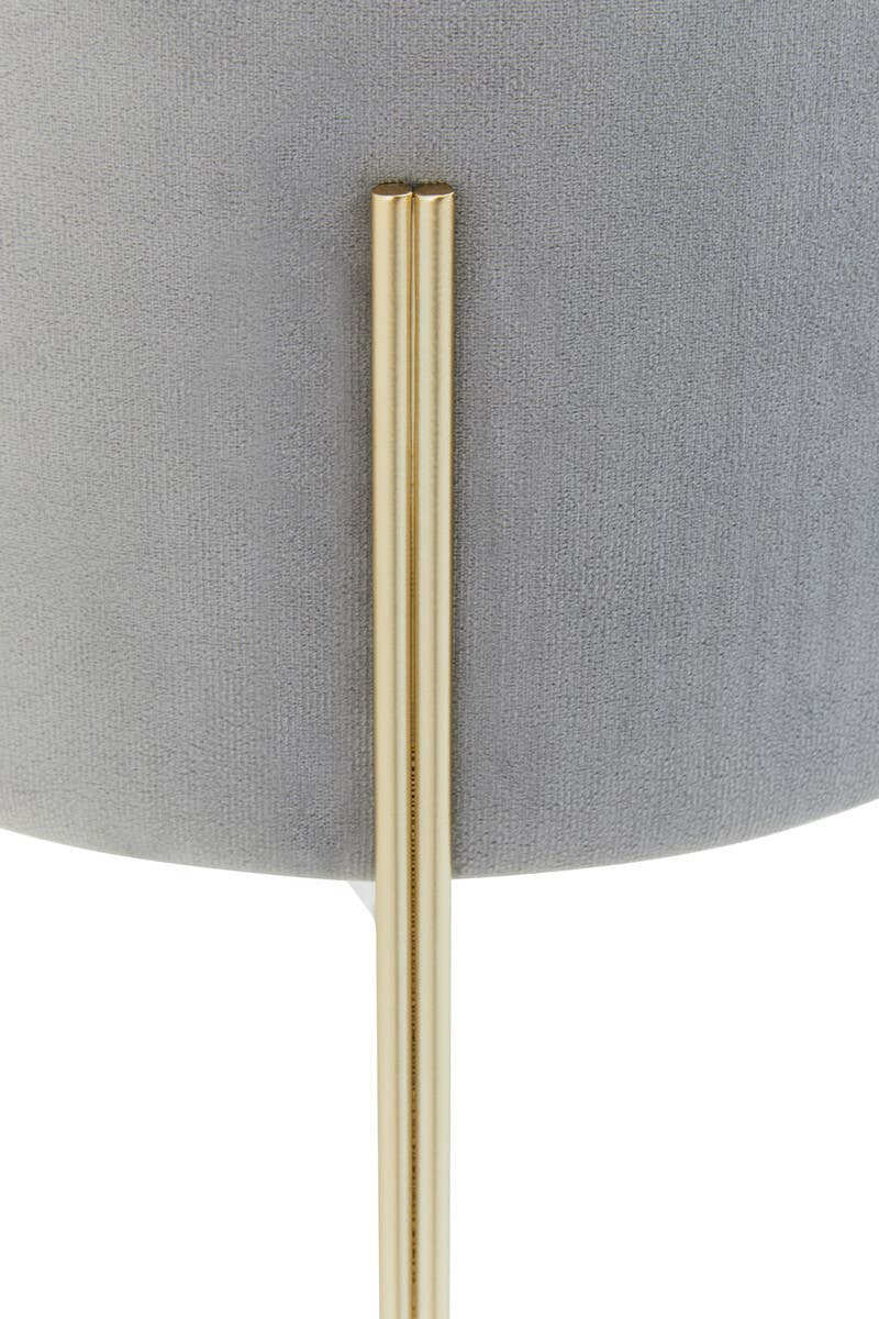 Liam Round Grey Velvet Footstool