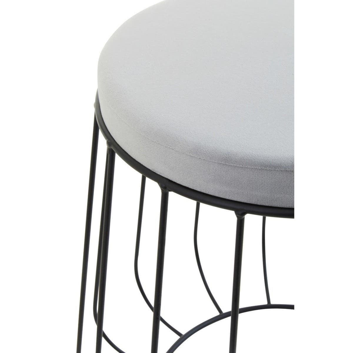 Liam Grey Velvet Footstool with Black Frame
