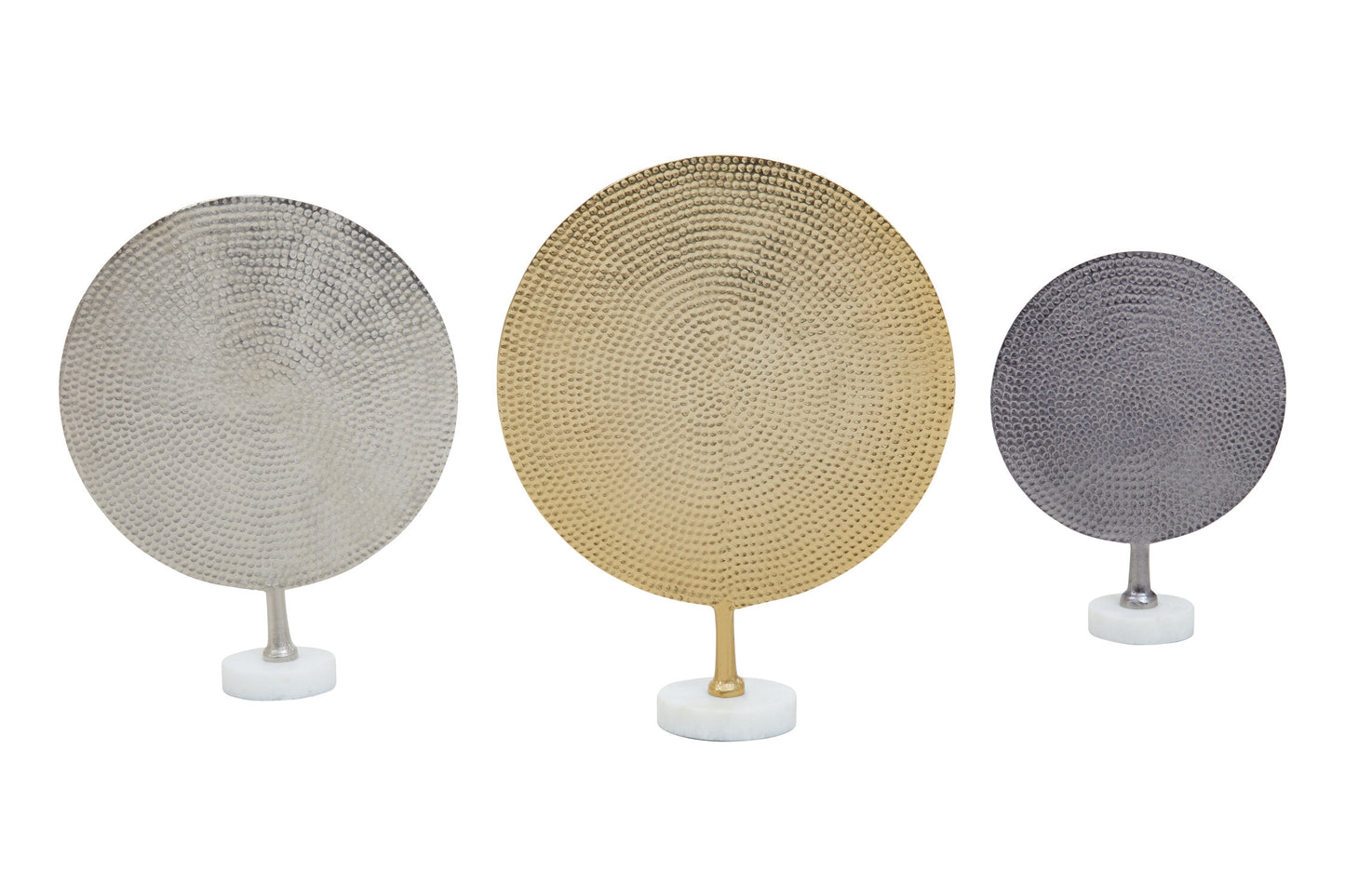 Luxe Decor Set of 3 Hammered Metal Disc Sculptures