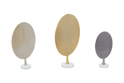 Luxe Decor Set of 3 Hammered Metal Disc Sculptures