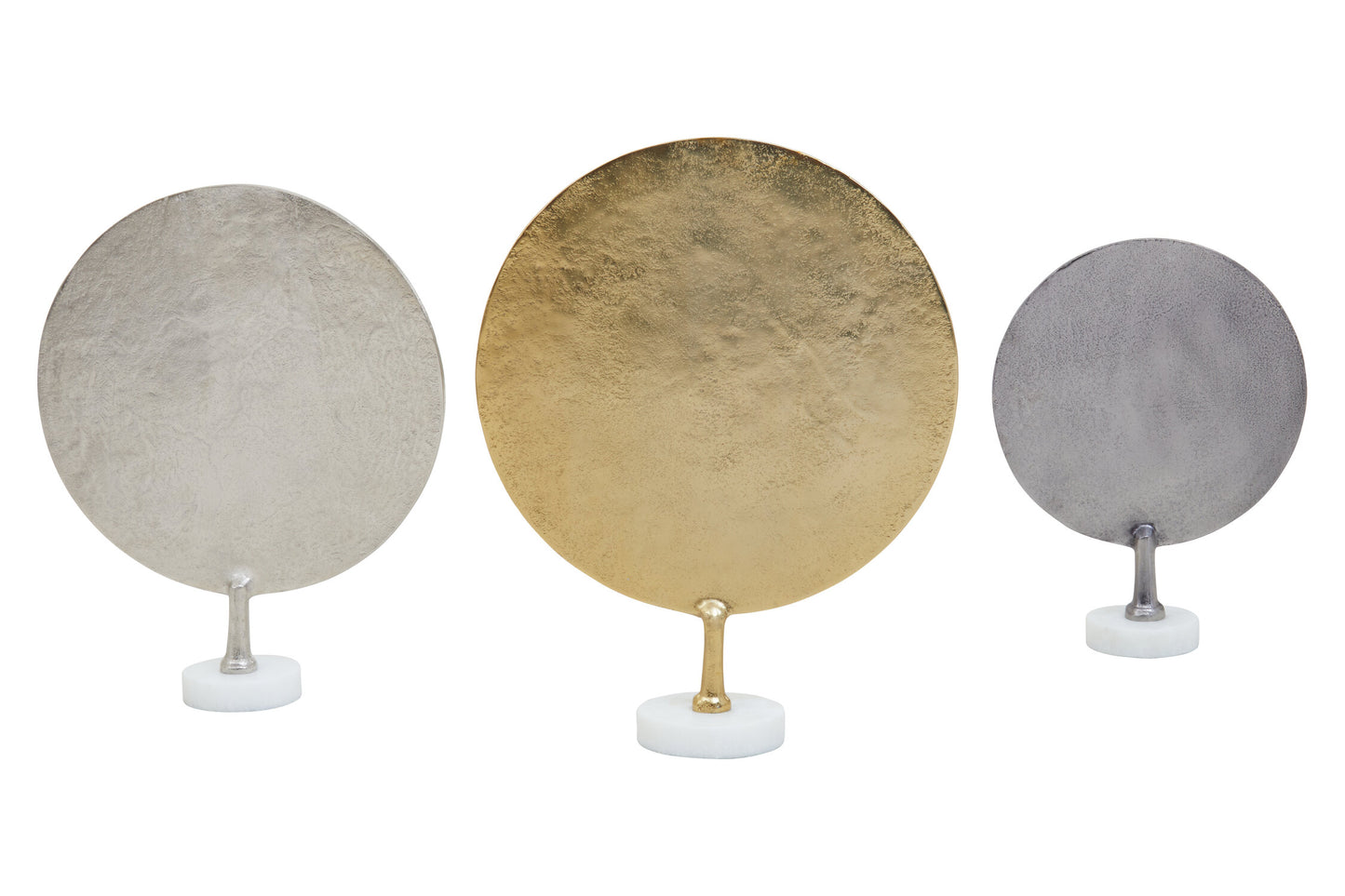 Luxe Decor Set of 3 Hammered Metal Disc Sculptures