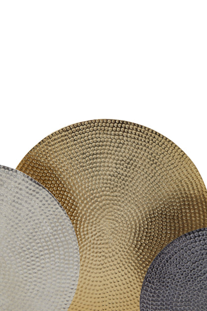 Luxe Decor Set of 3 Hammered Metal Disc Sculptures
