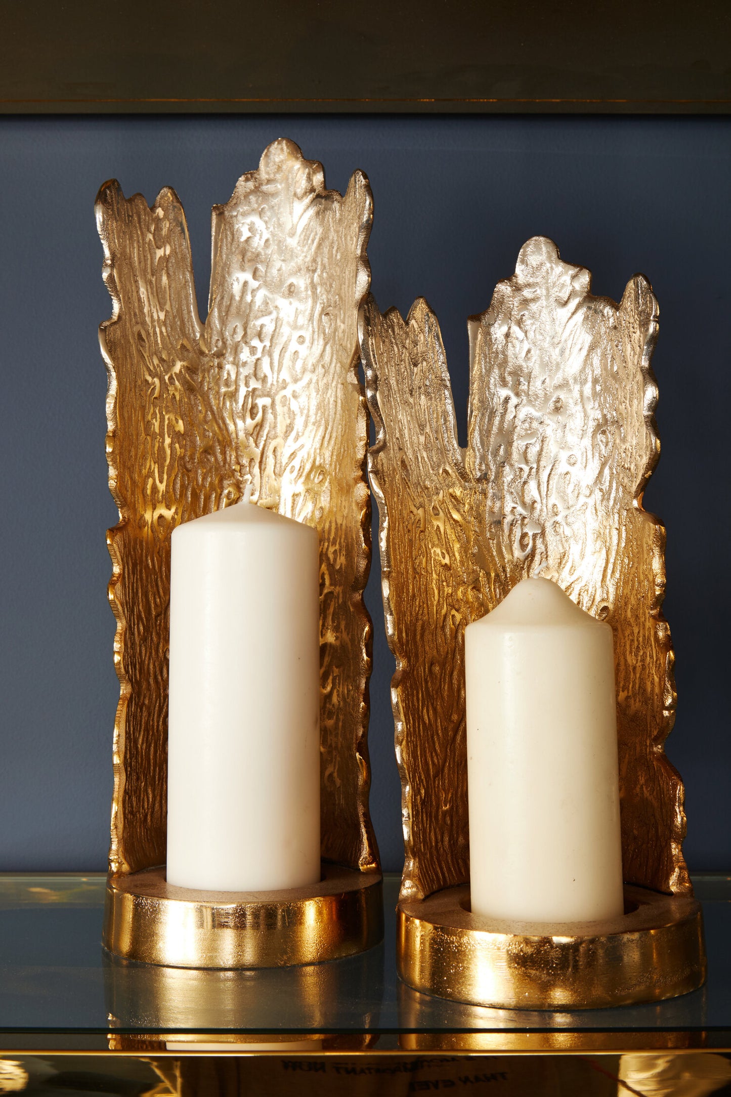 Luxe Decor Large Ombre Silver Gold Candle Holder