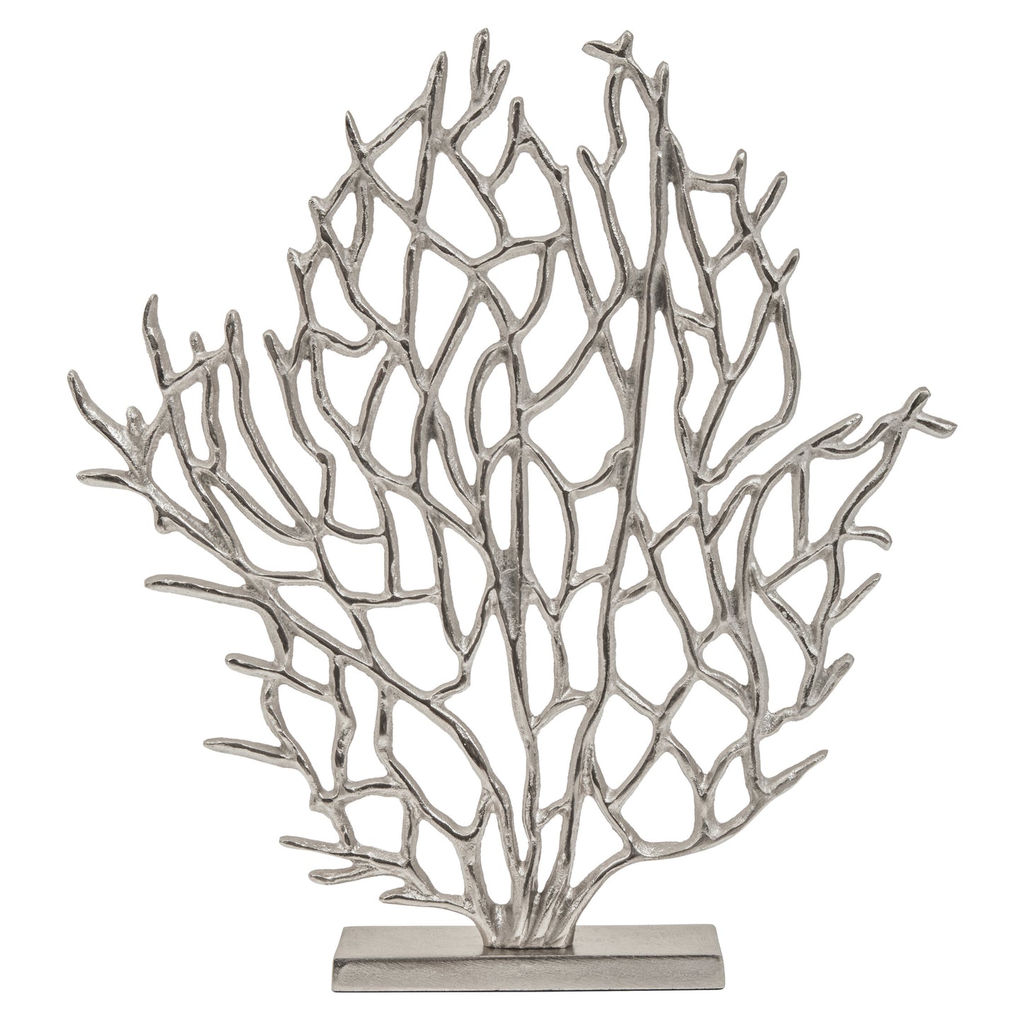 Luxe Decor Small Silver Nickel Coral Sculpture | Bali & Blue