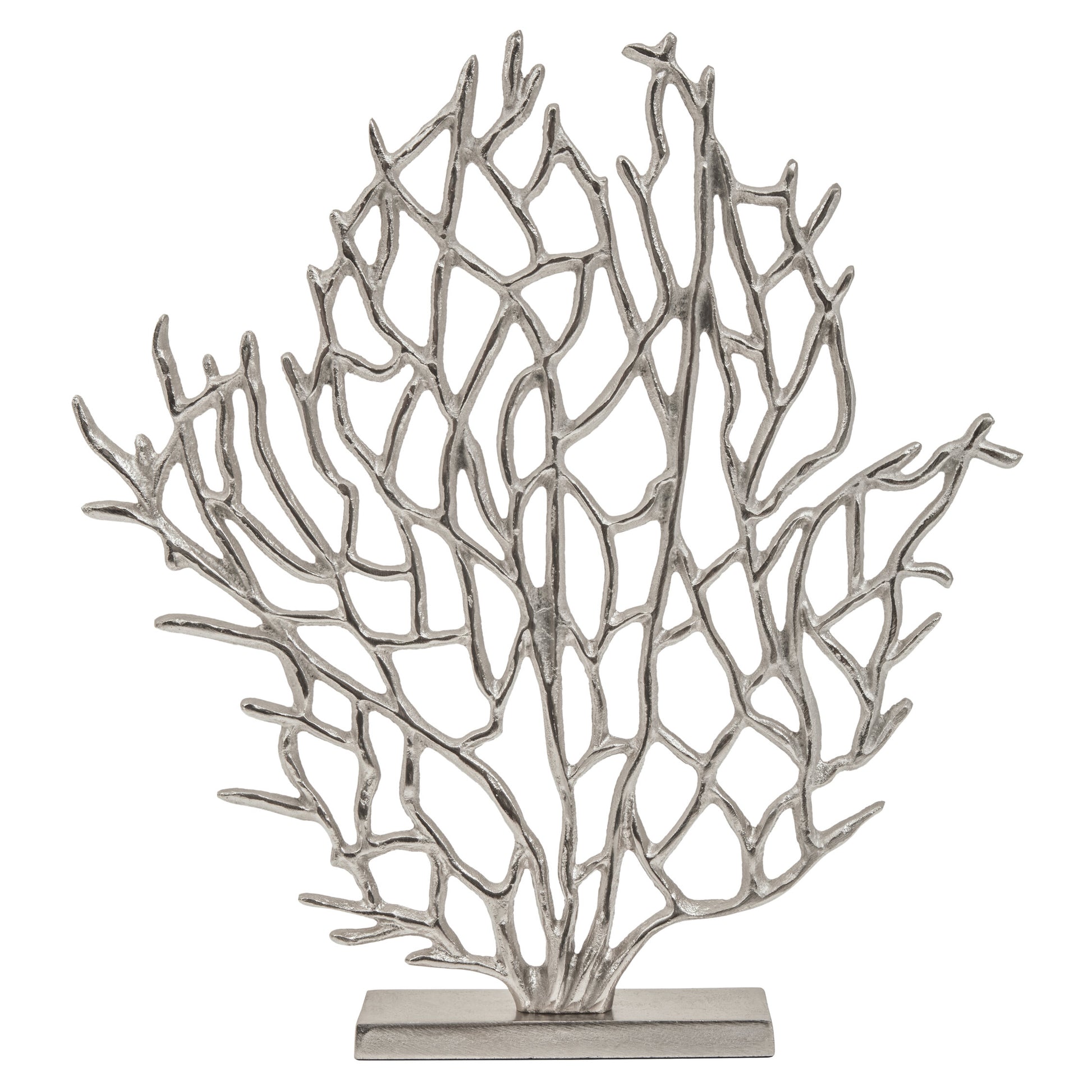Luxe Decor Small Silver Nickel Coral Sculpture | Bali & Blue