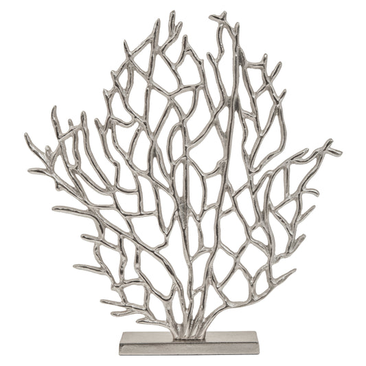 Luxe Decor Small Silver Nickel Coral Sculpture | Bali & Blue