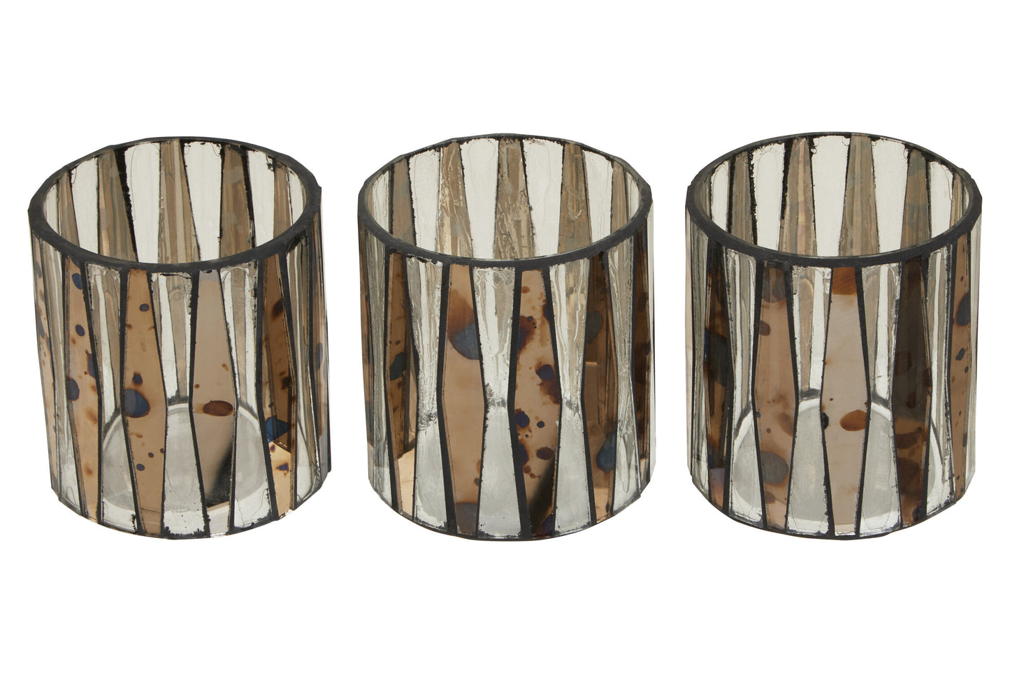 Luxe Decor Set of 3 Smoked Glass Tealight Holders