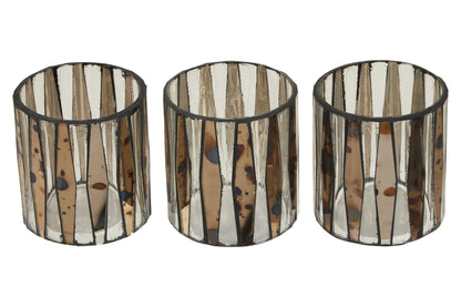 Luxe Decor Set of 3 Smoked Glass Tealight Holders