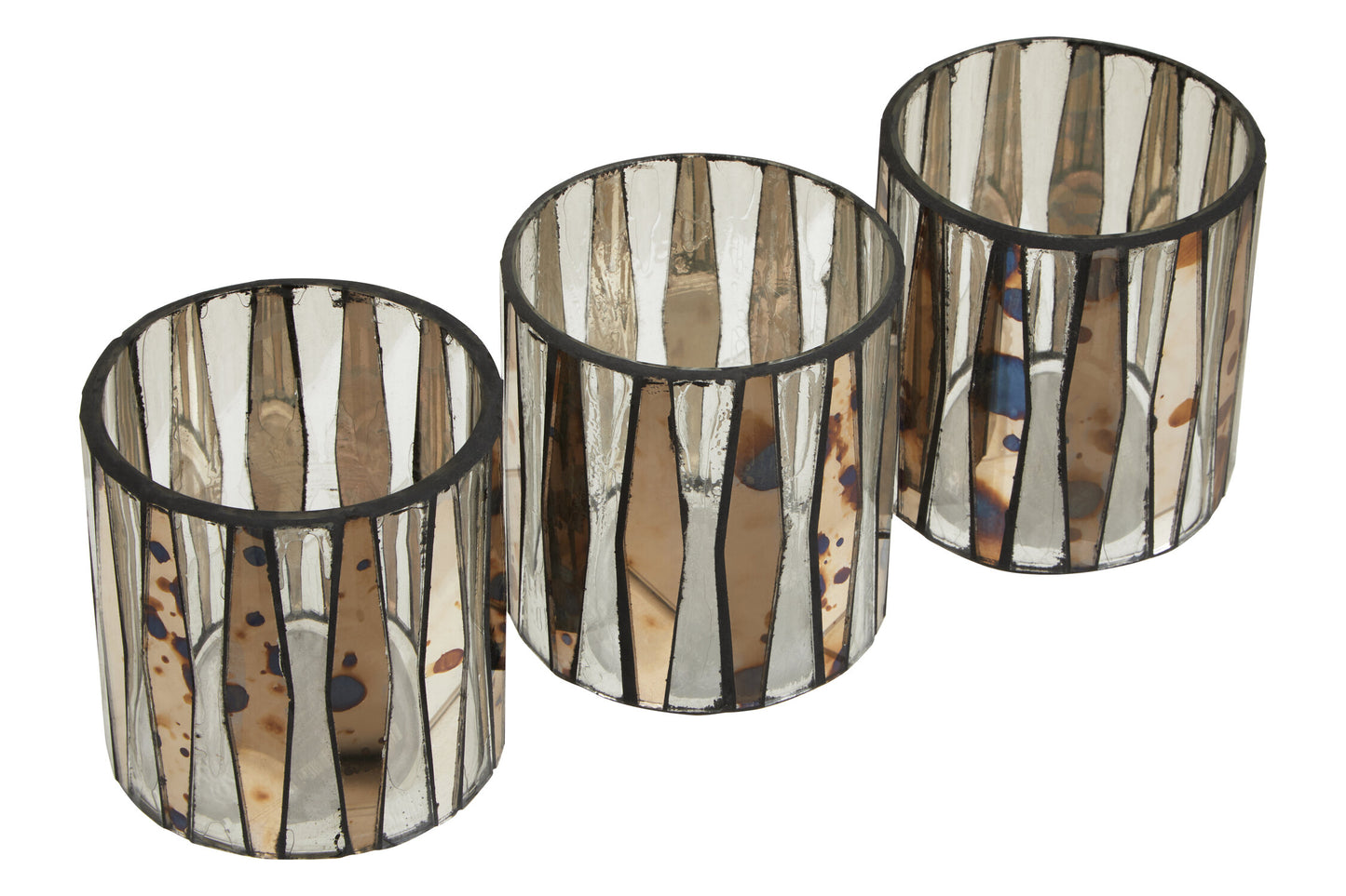 Luxe Decor Set of 3 Smoked Glass Tealight Holders