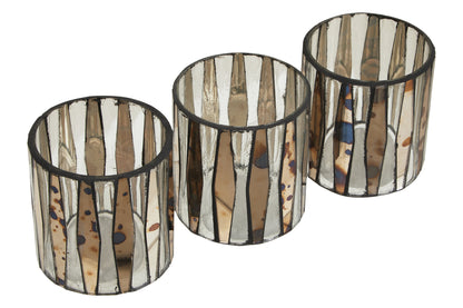 Luxe Decor Set of 3 Smoked Glass Tealight Holders