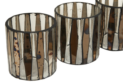 Luxe Decor Set of 3 Smoked Glass Tealight Holders