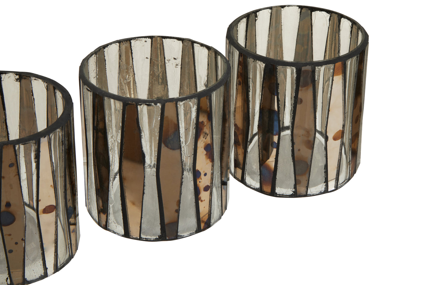 Luxe Decor Set of 3 Smoked Glass Tealight Holders