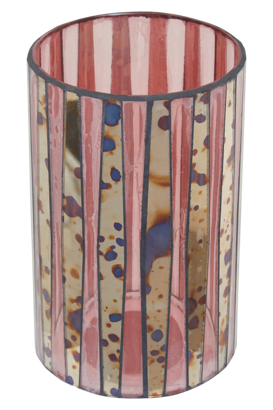 Luxe Decor Large Pink Antique Glass Candle Holder