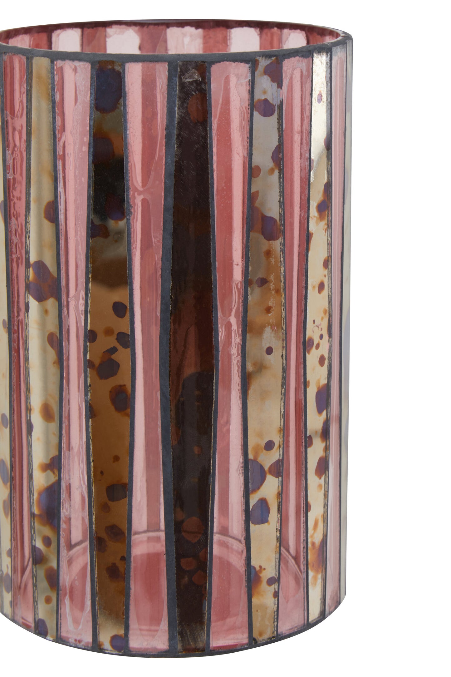 Luxe Decor Large Pink Antique Glass Candle Holder