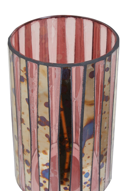 Luxe Decor Large Pink Antique Glass Candle Holder