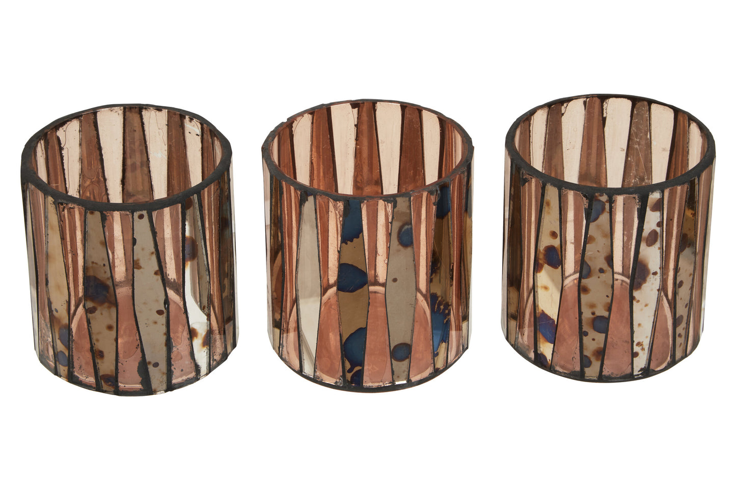Luxe Decor Set of 3 Pink Glass Tealight Holders