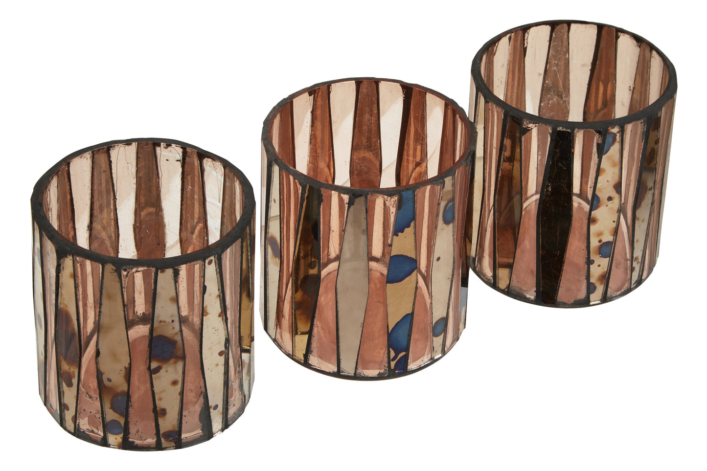 Luxe Decor Set of 3 Pink Glass Tealight Holders