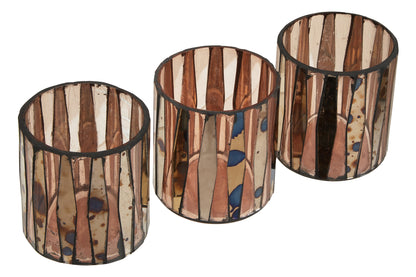 Luxe Decor Set of 3 Pink Glass Tealight Holders