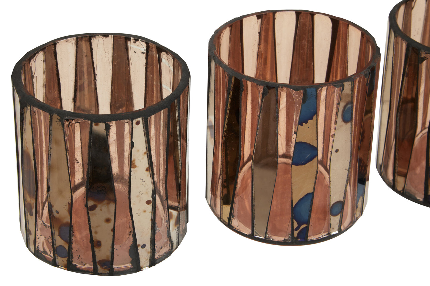 Luxe Decor Set of 3 Pink Glass Tealight Holders