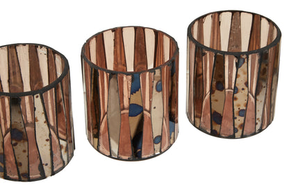 Luxe Decor Set of 3 Pink Glass Tealight Holders