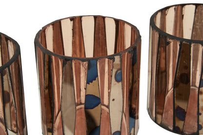 Luxe Decor Set of 3 Pink Glass Tealight Holders
